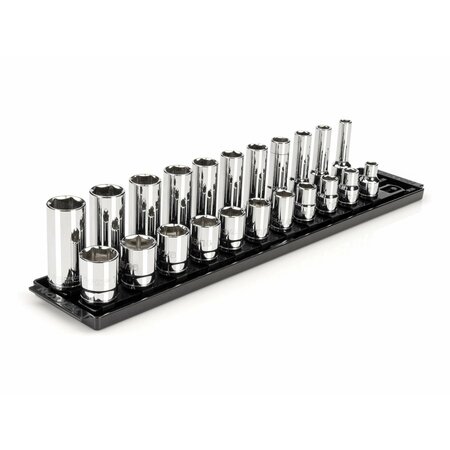 TEKTON 1/2 Inch Drive 6-Point Socket Set with Rails, 22-Piece (3/8-1 in.) SHD92209